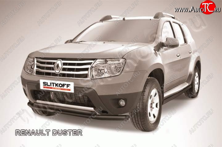 9 549 р. защита переднего бампера Slitkoff Renault Duster HS дорестайлинг (2010-2015) (Цвет: серебристый)  с доставкой в г. Набережные‑Челны