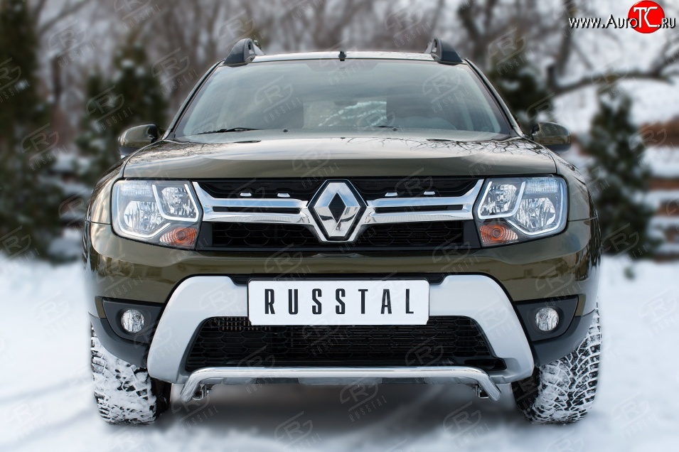 12 599 р. Защита переднего бампера (Ø42 мм волна, нержавейка) SLITKOFF  Renault Duster  HS (2015-2021) рестайлинг  с доставкой в г. Набережные‑Челны