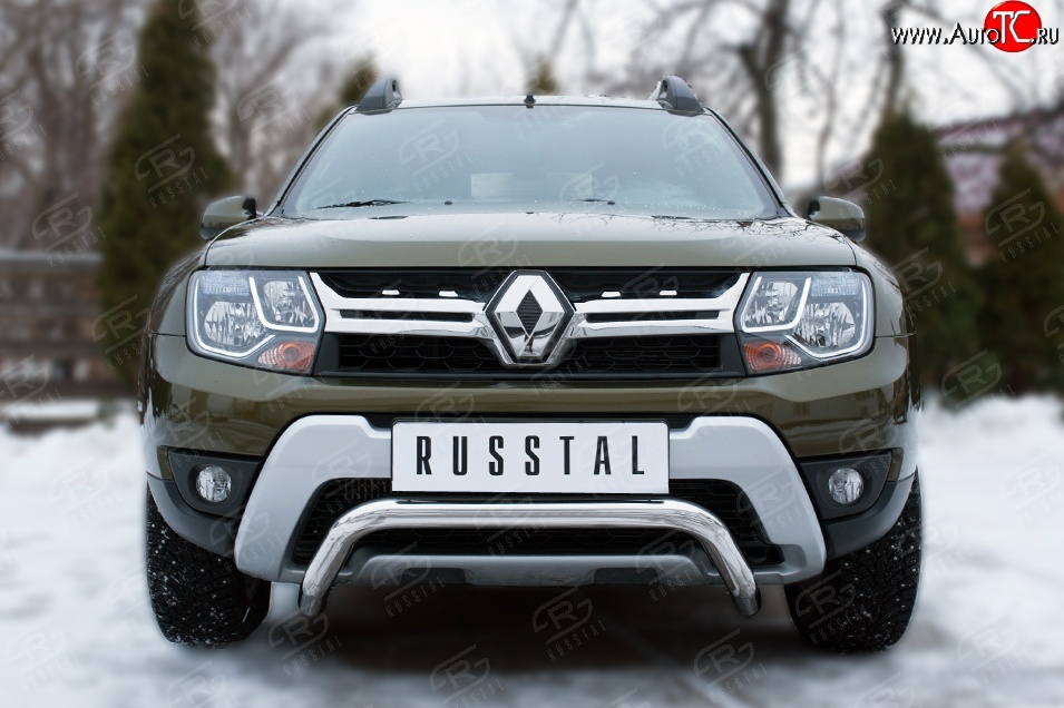 13 349 р. Защита переднего бампера (Ø63 мм волна, нержавейка) SLITKOFF  Renault Duster  HS (2015-2021) рестайлинг  с доставкой в г. Набережные‑Челны