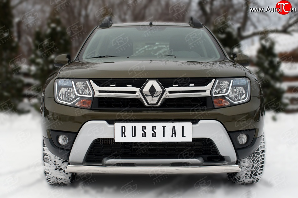 15 299 р. Защита переднего бампера (Ø75х42 мм, нержавейка) SLITKOFF  Renault Duster  HS (2015-2021) рестайлинг  с доставкой в г. Набережные‑Челны