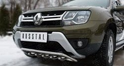 20 699 р. Защита переднего бампера (Ø42 мм с зубами, нержавейка) SLITKOFF  Renault Duster  HS (2010-2021) дорестайлинг, рестайлинг  с доставкой в г. Набережные‑Челны. Увеличить фотографию 2