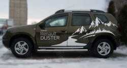 16 299 р. Защита порогов из круглой трубы диаметром 63 мм (рестайлинг) Russtal Renault Duster HS дорестайлинг (2010-2015) (Защита порогов с со скосами на торцах (вариант 1))  с доставкой в г. Набережные‑Челны. Увеличить фотографию 4