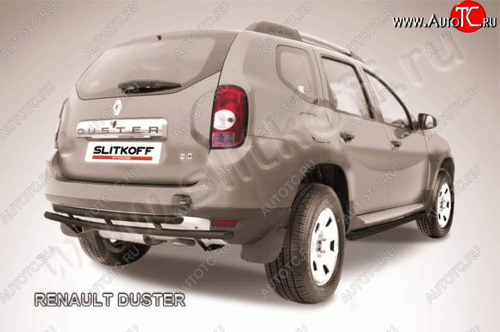 6 349 р. Защита задняя Slitkoff Renault Duster HS дорестайлинг (2010-2015) (Цвет: серебристый)  с доставкой в г. Набережные‑Челны