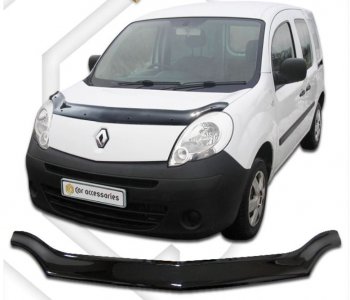 2 159 р. Дефлектор капота CA-Plastiс Renault Kangoo KW0 дорестайлинг (2008-2013) (Classic черный, Без надписи)  с доставкой в г. Набережные‑Челны. Увеличить фотографию 1