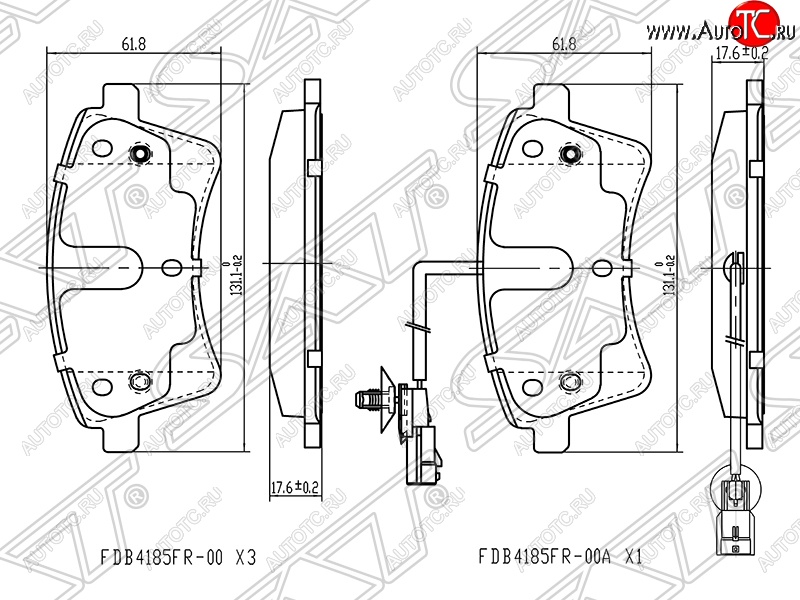 1 339 р. Колодки тормозные SAT (передние)  Renault Kangoo  KW0 (2008-2013) дорестайлинг  с доставкой в г. Набережные‑Челны