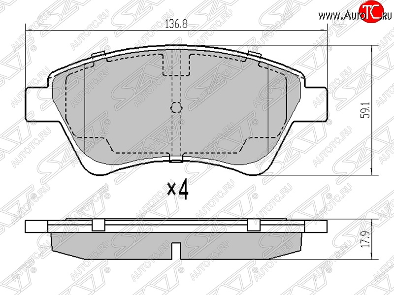 1 179 р. Колодки тормозные SAT (передние)  Renault Megane ( седан,  универсал,  хэтчбэк 5 дв.) - Scenic  2  с доставкой в г. Набережные‑Челны