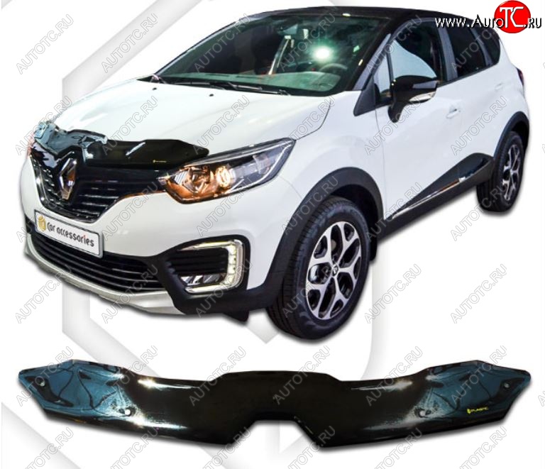 2 099 р. Дефлектор капота CA-Plastiс  Renault Kaptur (2016-2024) дорестайлинг, рестайлинг (Classic черный, Без надписи)  с доставкой в г. Набережные‑Челны