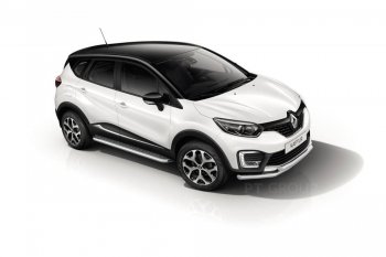 Порожки для ног из трубы Ø51 с алюминиевой площадкой Petroil Tuning Renault Kaptur рестайлинг (2020-2025) ()