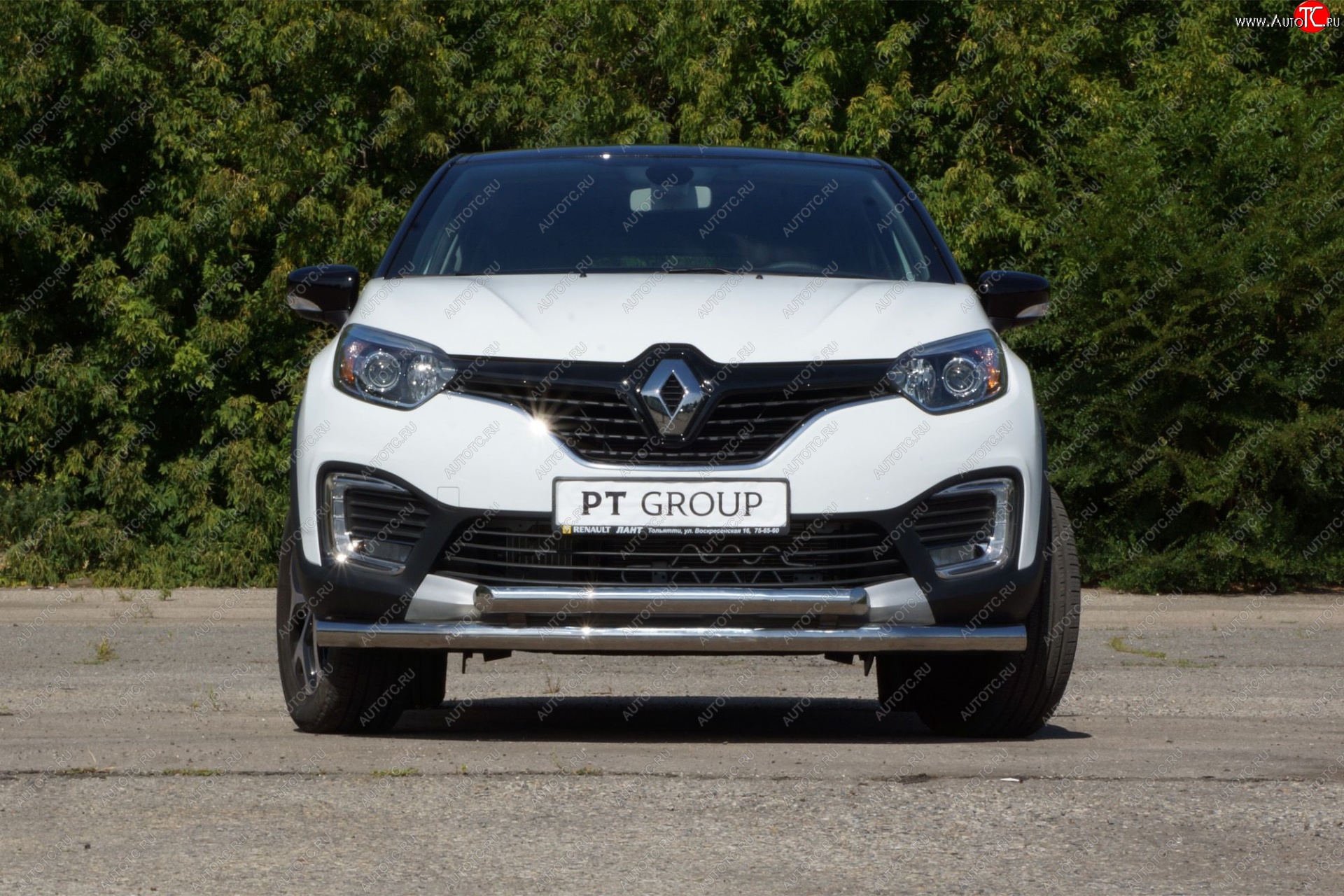 22 349 р. Защита переднего бампера двойная из труб d63/63 мм Petroil Tuning Renault Kaptur дорестайлинг (2016-2020) (Нержавеющая полированная сталь)  с доставкой в г. Набережные‑Челны