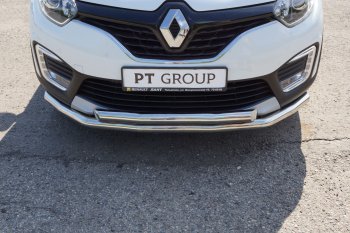 22 349 р. Защита переднего бампера двойная из труб d63/63 мм Petroil Tuning Renault Kaptur дорестайлинг (2016-2020) (Нержавеющая полированная сталь)  с доставкой в г. Набережные‑Челны. Увеличить фотографию 3