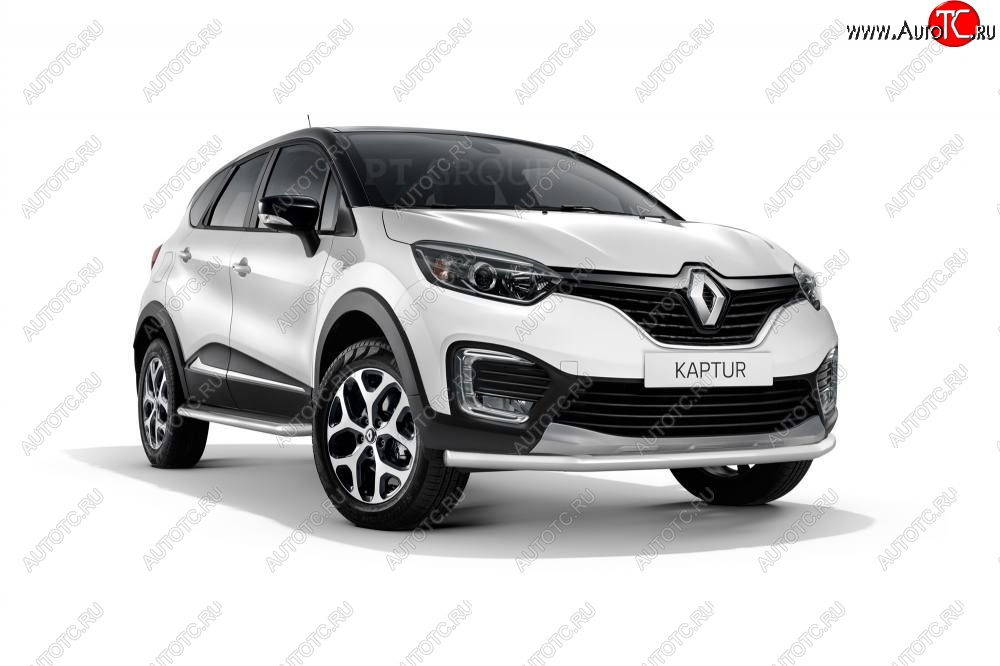 16 849 р. Защита переднего бампера одинарная из трубы d63 мм Petroil Tuning Renault Kaptur дорестайлинг (2016-2020) (Нержавеющая полированная сталь)  с доставкой в г. Набережные‑Челны