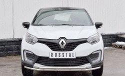 Защита переднего бампера (2 трубыØ42 мм, нержавейка) SLITKOFF Renault (Рено) Kaptur (Каптур) (2016-2020) дорестайлинг