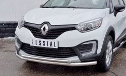 17 799 р. Защита переднего бампера (2 трубыØ63 и 42 мм, нержавейка) SLITKOFF  Renault Kaptur (2016-2020) дорестайлинг  с доставкой в г. Набережные‑Челны. Увеличить фотографию 3