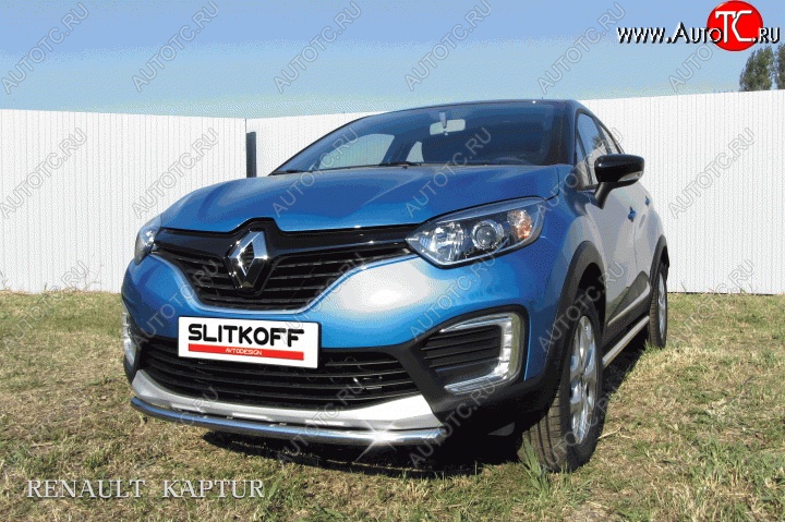 10 849 р. Одинарная защита переднего бампера диаметром 42 мм Slitkoff Renault Kaptur дорестайлинг (2016-2020) (Для автомобиля 2WD)  с доставкой в г. Набережные‑Челны