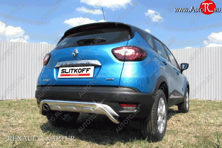 8 699 р. Защита заднего бампера диаметром 42 мм с изгибом Slitkoff Renault Kaptur дорестайлинг (2016-2020) (Для автомобиля 2WD)  с доставкой в г. Набережные‑Челны