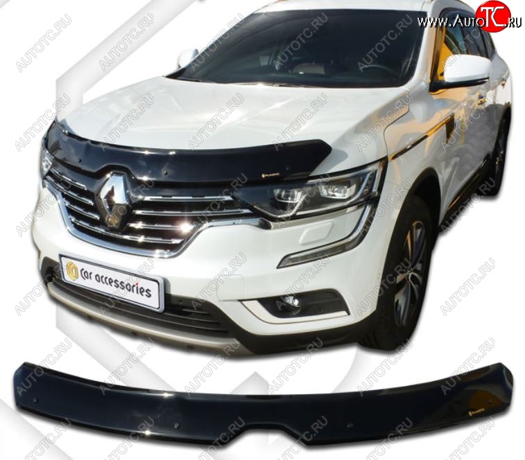 2 079 р. Дефлектор капота CA-Plastic  Renault Koleos  2 (2016-2024) (Classic черный, Без надписи)  с доставкой в г. Набережные‑Челны