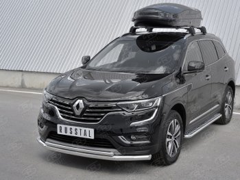 23 999 р. Защита переднего бампера (2 трубы Ø63 и 42 мм, нержавейка) SLITKOFF Renault Koleos 2 (2016-2024)  с доставкой в г. Набережные‑Челны. Увеличить фотографию 2