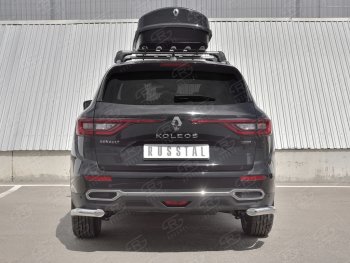 Защита заднего бампера (Ø63 мм уголки, нержавейка) SLITKOFF Renault (Рено) Koleos (Колеос)  2 (2016-2024) 2