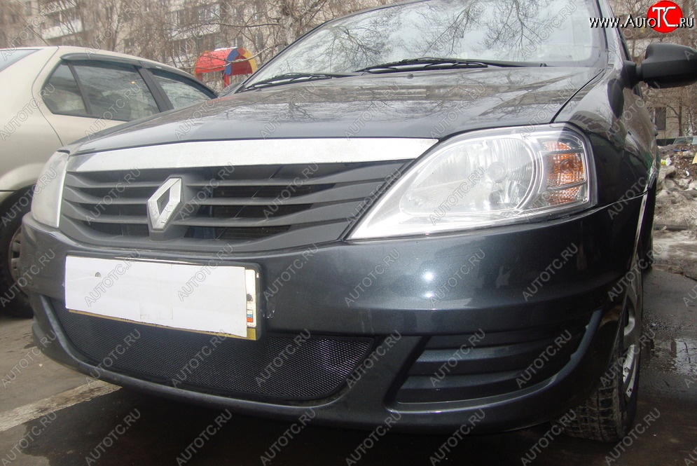 2 199 р. Защитная сетка на бампер Russtal (черная) Renault Logan 1 дорестайлинг (2004-2010)  с доставкой в г. Набережные‑Челны