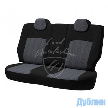 6 399 р. Чехлы для сидений Lord Autofashion Дублин (жаккард, 3 Г-образных подгол-ка) Renault Logan 2 дорестайлинг (2014-2018) (Черный, вставка Ёж Белый)  с доставкой в г. Набережные‑Челны. Увеличить фотографию 2