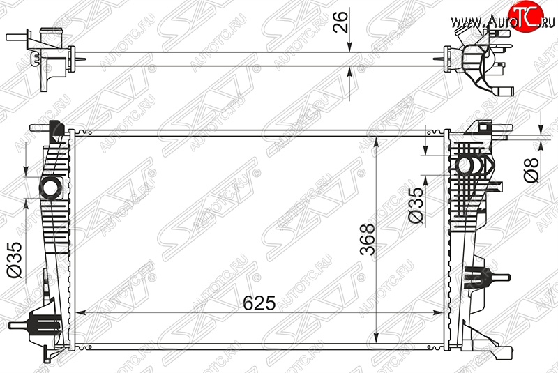 8 249 р. Радиатор двигателя SAT Renault Megane универсал  дорестайлинг (2008-2013)  с доставкой в г. Набережные‑Челны