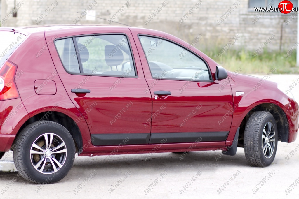 3 899 р. Молдинги дверей RA (Stepway, широкие, комплект)  Renault Sandero Stepway  (BS) (2010-2014) (Поверхность шагрень)  с доставкой в г. Набережные‑Челны