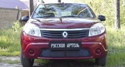 2 089 р. Защитная сетка решетки переднего бампера РА  Renault Sandero  (BS) (2009-2014)  с доставкой в г. Набережные‑Челны. Увеличить фотографию 2