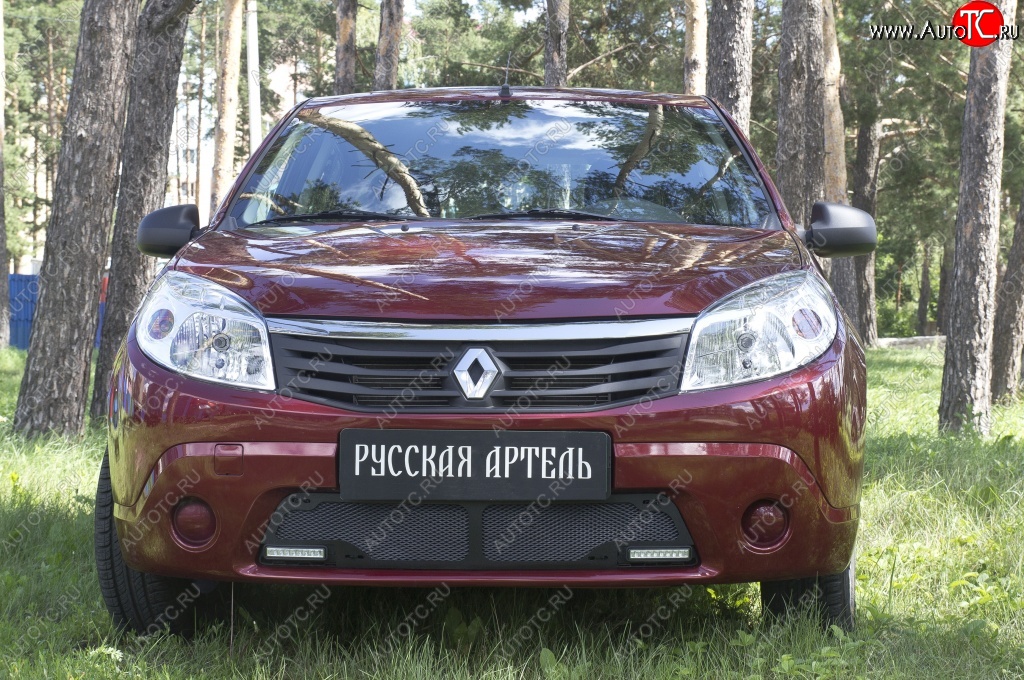 2 069 р. Защитная сетка решетки переднего бампера (с ДХО) РА  Renault Sandero  (BS) (2009-2014)  с доставкой в г. Набережные‑Челны