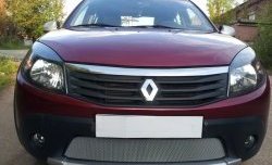 1 539 р. Сетка на бампер Russtal (хром) Renault Sandero Stepway (BS) (2010-2014)  с доставкой в г. Набережные‑Челны. Увеличить фотографию 2