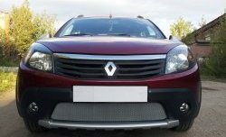 1 539 р. Сетка на бампер Russtal (хром) Renault Sandero Stepway (BS) (2010-2014)  с доставкой в г. Набережные‑Челны. Увеличить фотографию 3