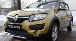 2 079 р. Защитная сетка решетки переднего бампера РА  Renault Sandero Stepway  (B8) (2014-2018) дорестайлинг  с доставкой в г. Набережные‑Челны. Увеличить фотографию 2