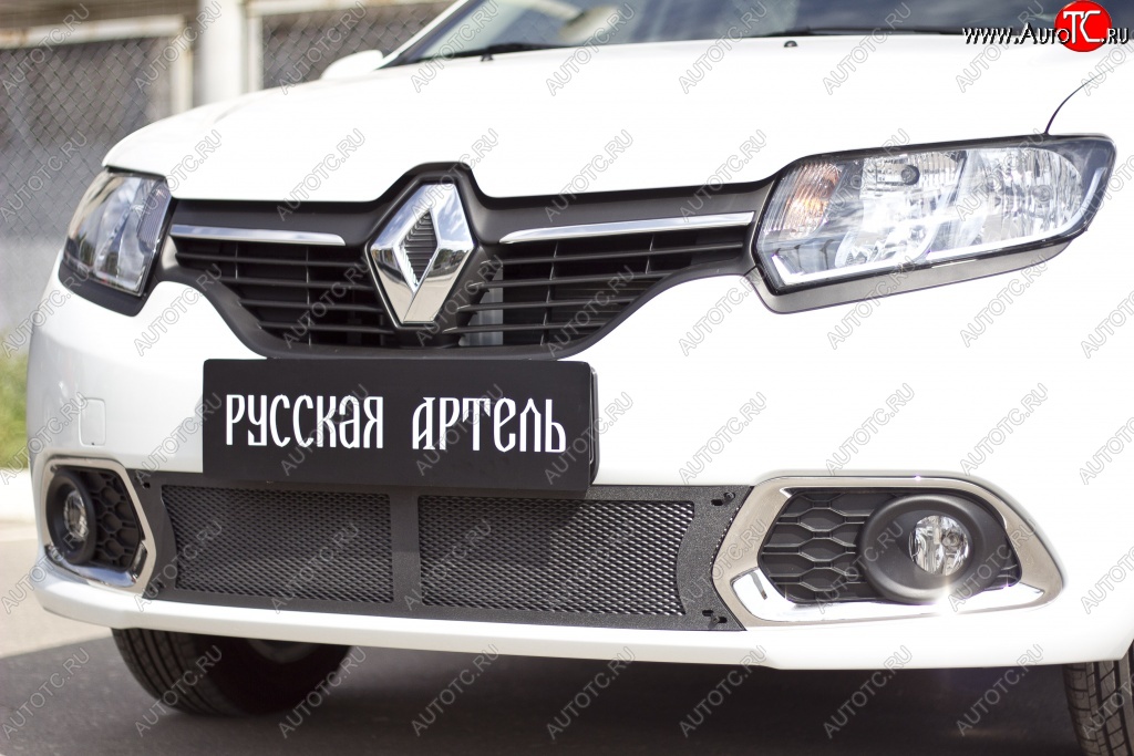 2 099 р. Защитная сетка решетки переднего бампера РА  Renault Sandero  (B8) (2014-2018) дорестайлинг  с доставкой в г. Набережные‑Челны