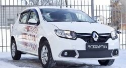 1 129 р. Зимняя заглушка решетки переднего бампера РА  Renault Sandero  (B8) (2014-2018) дорестайлинг  с доставкой в г. Набережные‑Челны. Увеличить фотографию 3