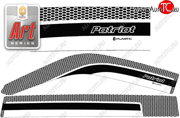 2 289 р. Ветровики дверей CA-Plastic  Уаз Патриот  3163 5 дв. (2005-2013) дорестайлинг (Серия Art черная, без хром. молдинга)  с доставкой в г. Набережные‑Челны