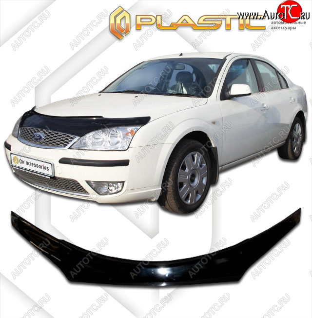 2 199 р. Дефлектор капота (exclusive) CA-Plastic  Ford Mondeo (2000-2007) Mk3,B4Y дорестайлинг, седан, Mk3,B4Y рестайлинг, седан (Classic чёрный, Без надписи)  с доставкой в г. Набережные‑Челны