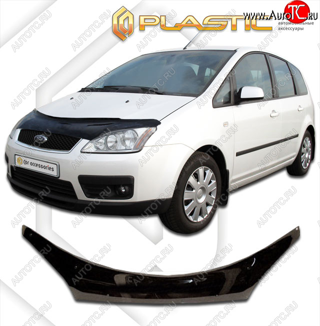 2 399 р. Дефлектор капота (exclusive) CA-Plastic  Ford C-max  Mk1 (2003-2007) доресталинг (Classic чёрный, Без надписи)  с доставкой в г. Набережные‑Челны