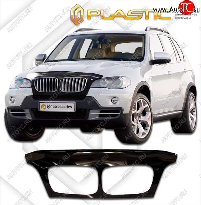 2 599 р. Дефлектор капота (exclusive) CA-Plastic  BMW X5  E70 (2006-2013) дорестайлинг, рестайлинг (Classic чёрный, Без надписи)  с доставкой в г. Набережные‑Челны