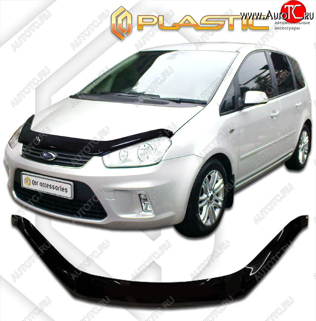 2 379 р. Дефлектор капота (exclusive) CA-Plastic  Ford C-max  Mk1 (2007-2010) рестайлинг (Classic чёрный, Без надписи)  с доставкой в г. Набережные‑Челны