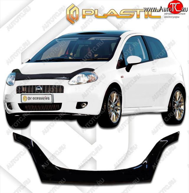 2 599 р. Дефлектор капота (exclusive) CA-Plastic  Fiat Punto  199 (2005-2012) хэтчбэк 5 дв. дорестайлинг (Classic чёрный, Без надписи)  с доставкой в г. Набережные‑Челны