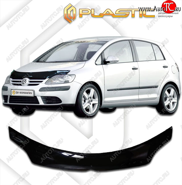 2 199 р. Дефлектор капота (exclusive) CA-Plastic  Volkswagen Golf Plus  5 (2004-2009) (Classic чёрный, Без надписи)  с доставкой в г. Набережные‑Челны