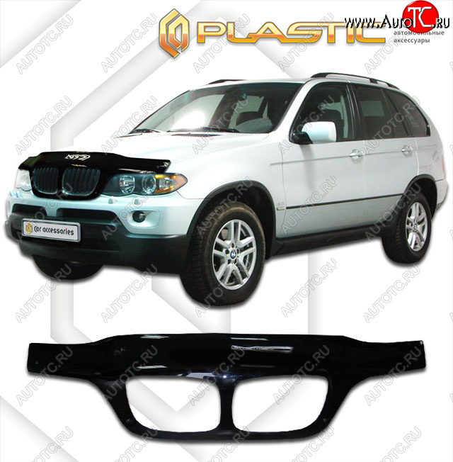 2 899 р. Дефлектор капота (exclusive) CA-Plastic  BMW X5  E53 (2003-2006) рестайлинг (Classic чёрный, Без надписи)  с доставкой в г. Набережные‑Челны