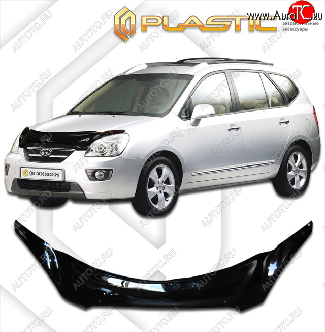 2 599 р. Дефлектор капота (exclusive) CA-Plastic  KIA Carens  UN (2006-2013) (Classic чёрный, Без надписи)  с доставкой в г. Набережные‑Челны