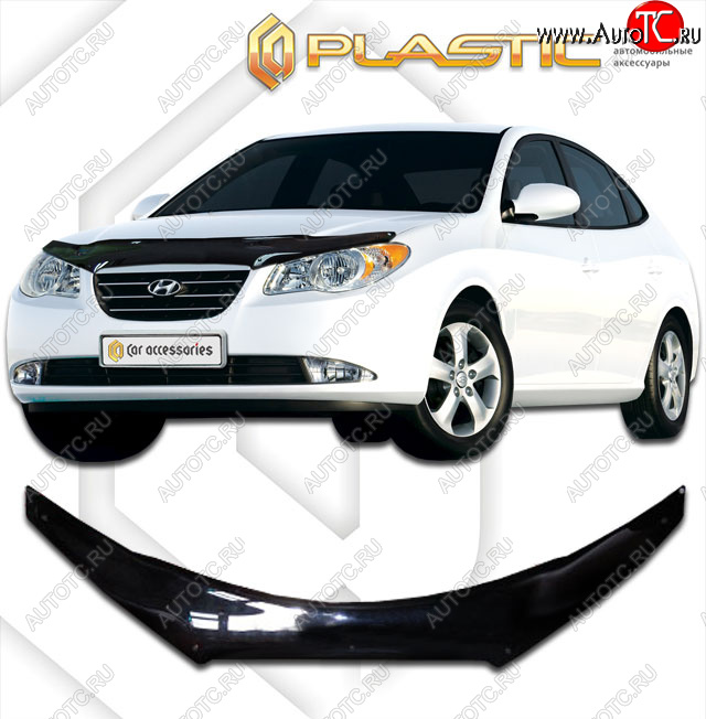 2 199 р. Дефлектор капота (exclusive) CA-Plastic  Hyundai Avante (2006-2010) (Classic чёрный, Без надписи)  с доставкой в г. Набережные‑Челны