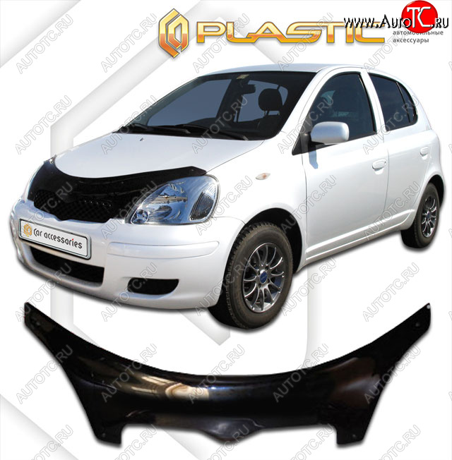 2 599 р. Дефлектор капота (exclusive) CA-Plastic  Toyota Yaris  XP10 (1999-2005) хэтчбэк 5 дв. (Classic чёрный, Без надписи)  с доставкой в г. Набережные‑Челны