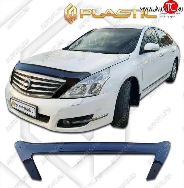 2 599 р. Дефлектор капота (exclusive) CA-Plastic  Nissan Teana  2 J32 (2008-2014) дорестайлинг, рестайлинг (Classic чёрный, Без надписи)  с доставкой в г. Набережные‑Челны