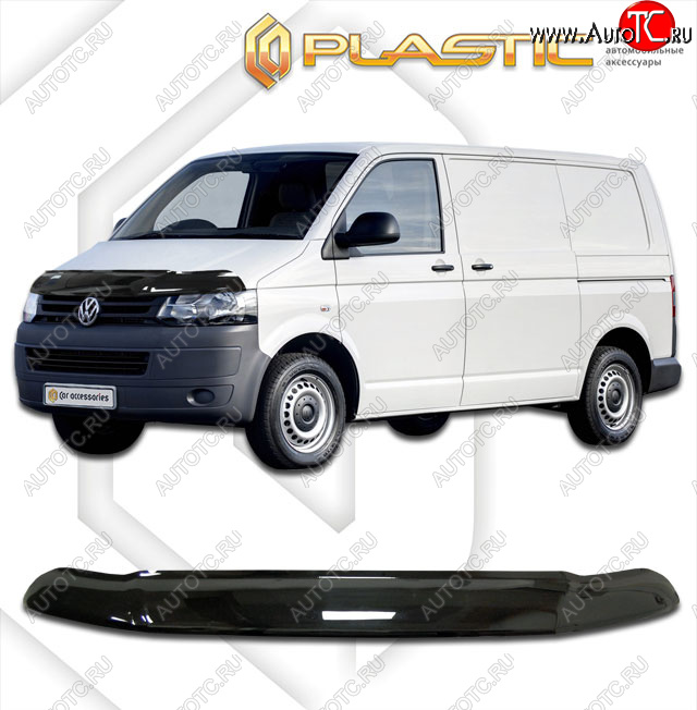 2 599 р. Дефлектор капота (exclusive) CA-Plastic  Volkswagen Transporter  T5 (2009-2015) рестайлинг (Classic чёрный, Без надписи)  с доставкой в г. Набережные‑Челны