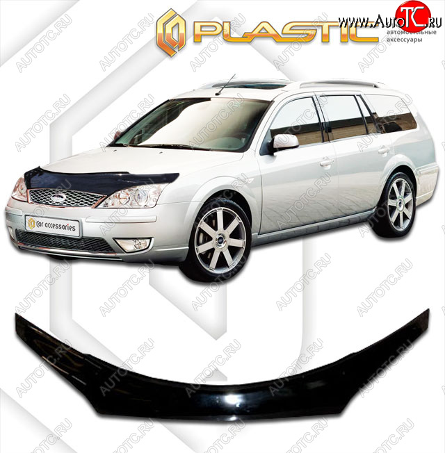 2 199 р. Дефлектор капота (exclusive) CA-Plastic  Ford Mondeo (2000-2007) Mk3,BWY дорестайлинг, универсал, Mk3,BWY рестайлинг, универсал (Classic чёрный, Без надписи)  с доставкой в г. Набережные‑Челны