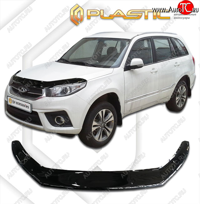 2 199 р. Дефлектор капота (exclusive) CA-Plastic  Chery Tiggo 3x (2017-2020) дорестайлинг (Classic чёрный, Без надписи)  с доставкой в г. Набережные‑Челны