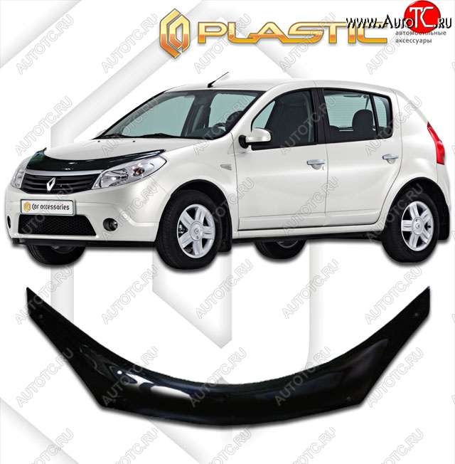 2 199 р. Дефлектор капота (exclusive) CA-Plastic  Renault Sandero Stepway  (BS) (2010-2014) (Classic чёрный, Без надписи)  с доставкой в г. Набережные‑Челны