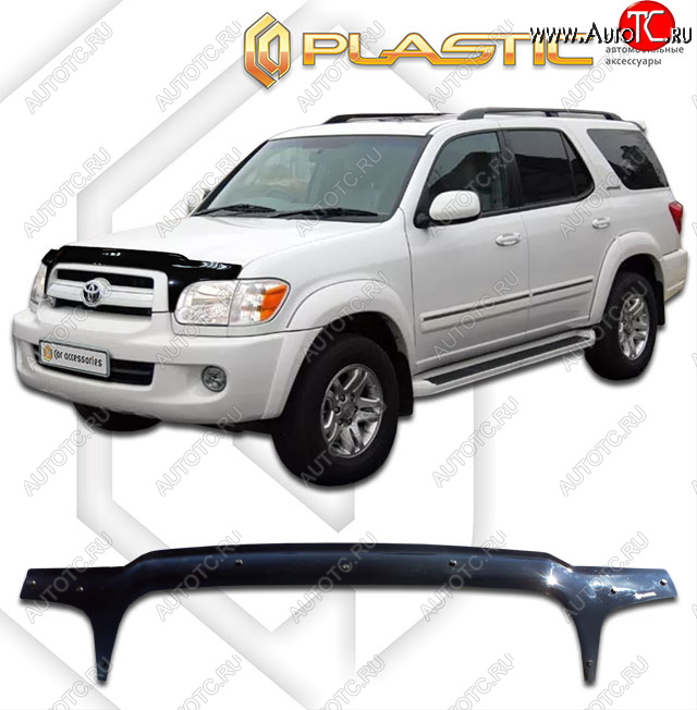 2 399 р. Дефлектор капота (exclusive) CA-Plastic  Toyota Sequoia (2004-2007) XK30, XK40 рестайлинг (Classic чёрный, Без надписи)  с доставкой в г. Набережные‑Челны